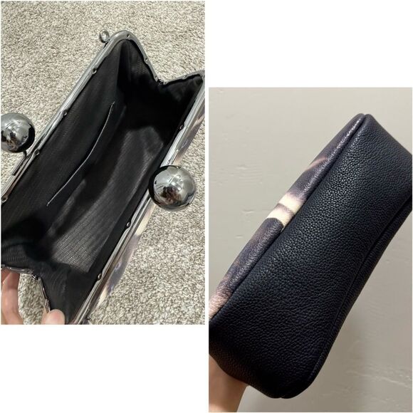 Unique Cats Print Pebble Cowhide Handmade Large Ball Kisslock Handbag, Multi Use - Picture 15 of 16